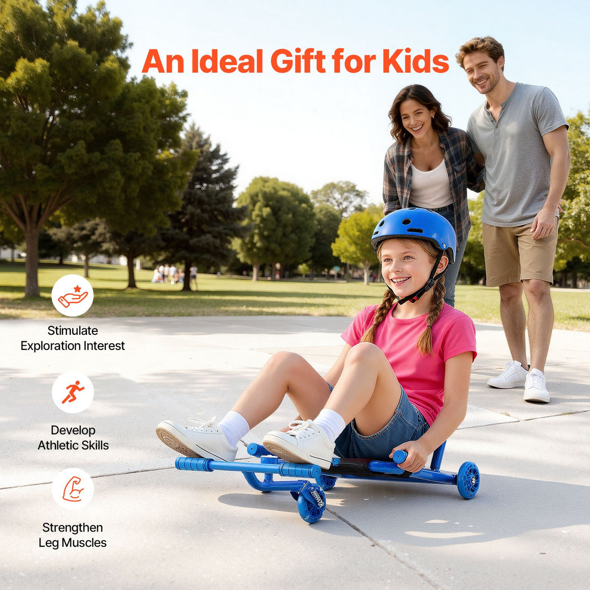 VEVOR Ride on Scooter, Load Capacity of 132 lbs, Swing Side-to-Side for Amazing Ride Powered by Zig-Zag Motion, Ride on Drifting Toy for Ages 4+, Rides on Any Hard Surface for Indoor & Outdoor, Blue - ETYBCJYKLS00XFFE1V0 - view 7
