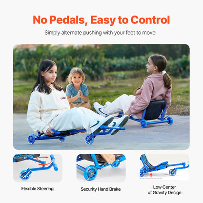 VEVOR Ride on Scooter, Load Capacity of 198 lbs, Swing Side-to-Side for Amazing Ride Powered by Zig-Zag Motion, Ride on Drifting Toy for Ages 10+, Rides on Any Hard Surface for Indoor & Outdoor, Blue - ETYBCJYKLSDHWZRLPV0 - view 6