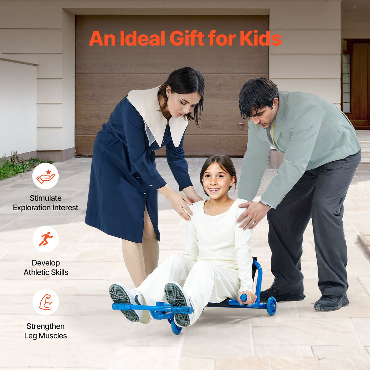 VEVOR Ride on Scooter, Load Capacity of 198 lbs, Swing Side-to-Side for Amazing Ride Powered by Zig-Zag Motion, Ride on Drifting Toy for Ages 10+, Rides on Any Hard Surface for Indoor & Outdoor, Blue - ETYBCJYKLSDHWZRLPV0 - view 7