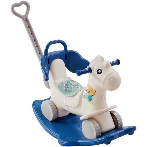 VEVOR 4 in 1 Rocking Horse for Toddlers 1-3 Years, Baby Rocking Horse with Detachable Balance Board, Push Handle and 4 Smooth Wheels, Support up to HDPE 80 lbs Kids Ride on Toy with Sound, Blue - ETYBMSLDGNKTHCEGGV9 - view 2