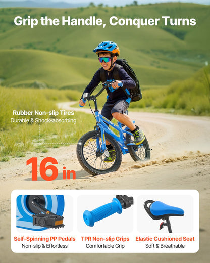 VEVOR Kids Bike, 16 Inches BMX Style Children Bicycle, Rider Height 3.28 ft - 4.27 ft, Training Wheels Included, Sturdy and Easy to Assemble, Toddler Bike for Boys & Girls Learning to Ride, Blue - ETZXC16INCHBNQ0JPV0 - view 6