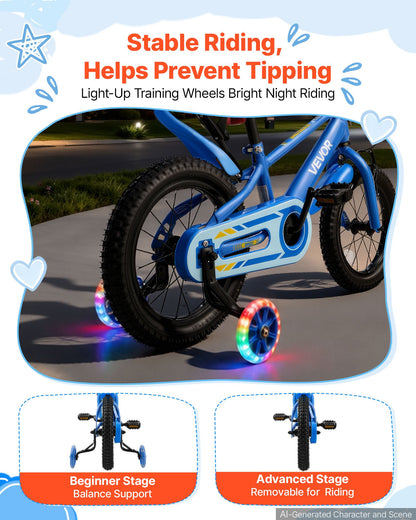 VEVOR Kids Bike, 14 Inch Children Bicycle, Training Wheels BMX Style Blue, for Boys Girls Ages 3-5, Adjustable Seat & Handlebar, Front Brake & Rear Coaster Brake, Cup Holder, High-Carbon Steel Frame - ETZXCSBCC14IQTSNS001V0 - view 7