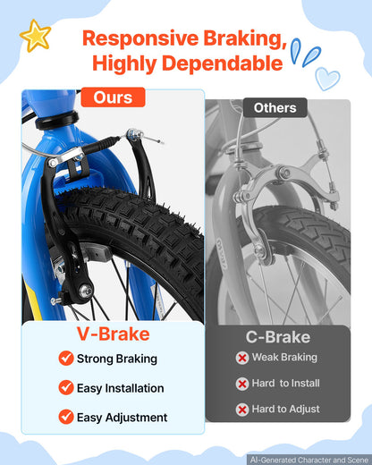 VEVOR Kids Bike, 16 Inch Children Bicycle, Training Wheels BMX Style Blue, for Boys Girls Ages 4-7, Adjustable Seat & Handlebar, Front Brake and Rear Drum Brake, Cup Holder, High-Carbon Steel Frame - ETZXCSBCC16IBRN88001V0 - view 5