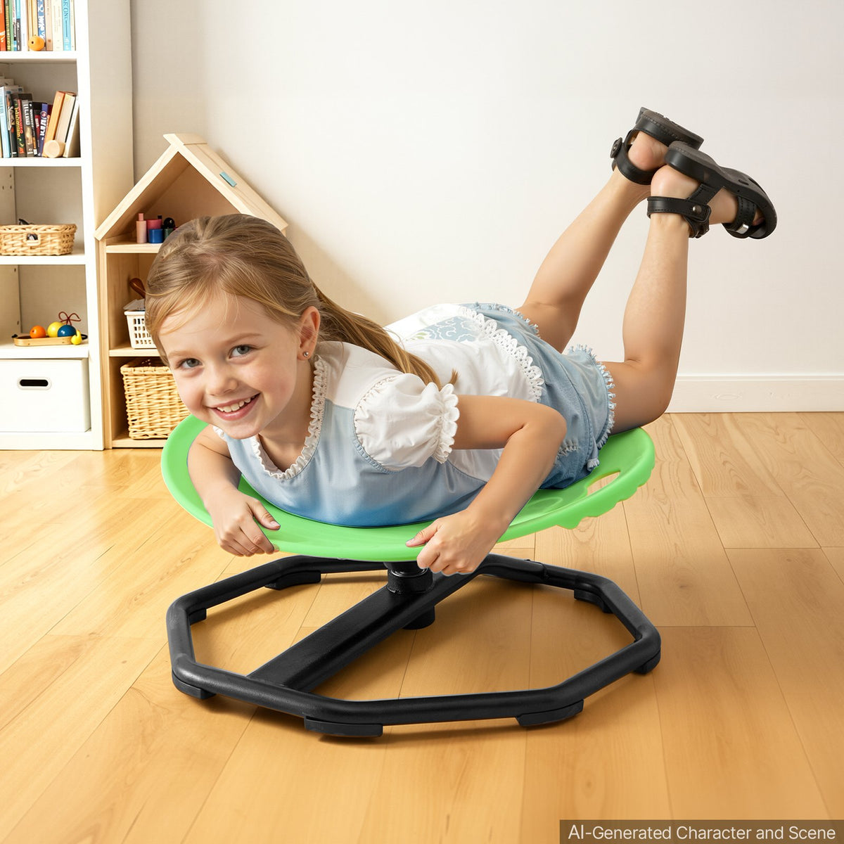 VEVOR Spinning Chair for Autistic Kids Ages 2-6 Autism Sensory Toy 110 LBS, Sensory Swivel Seat Products for Children ADHD, Training Body Coordination Balance, 16.9" L x 14" W, Rounded Shape, Green - ETZYCLSYXJSYOOKS8001V0 - view 9