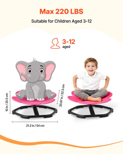 VEVOR Kids Swivel Chair, 220 lbs Capacity, Flower Shape Sensory Spinning Chair, Autistic Kids Sensory Toy Seat with Non-Slip Metal Base, Toddler Sit & Spin Seat for Coordination Balance Focus, Rose - ETZYHSHBKJS6LP3GY001V0 - view 3