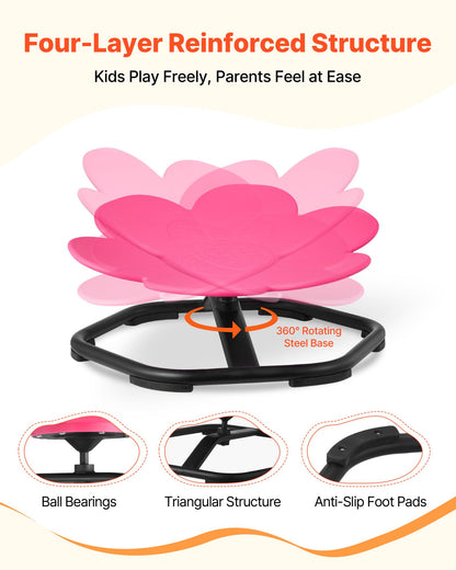 VEVOR Kids Swivel Chair, 220 lbs Capacity, Flower Shape Sensory Spinning Chair, Autistic Kids Sensory Toy Seat with Non-Slip Metal Base, Toddler Sit & Spin Seat for Coordination Balance Focus, Rose - ETZYHSHBKJS6LP3GY001V0 - view 5