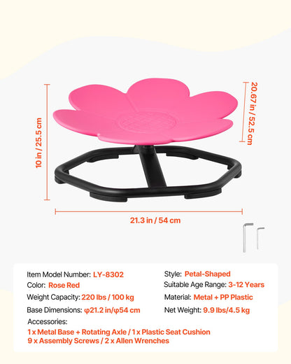 VEVOR Kids Swivel Chair, 220 lbs Capacity, Flower Shape Sensory Spinning Chair, Autistic Kids Sensory Toy Seat with Non-Slip Metal Base, Toddler Sit & Spin Seat for Coordination Balance Focus, Rose - ETZYHSHBKJS6LP3GY001V0 - view 8