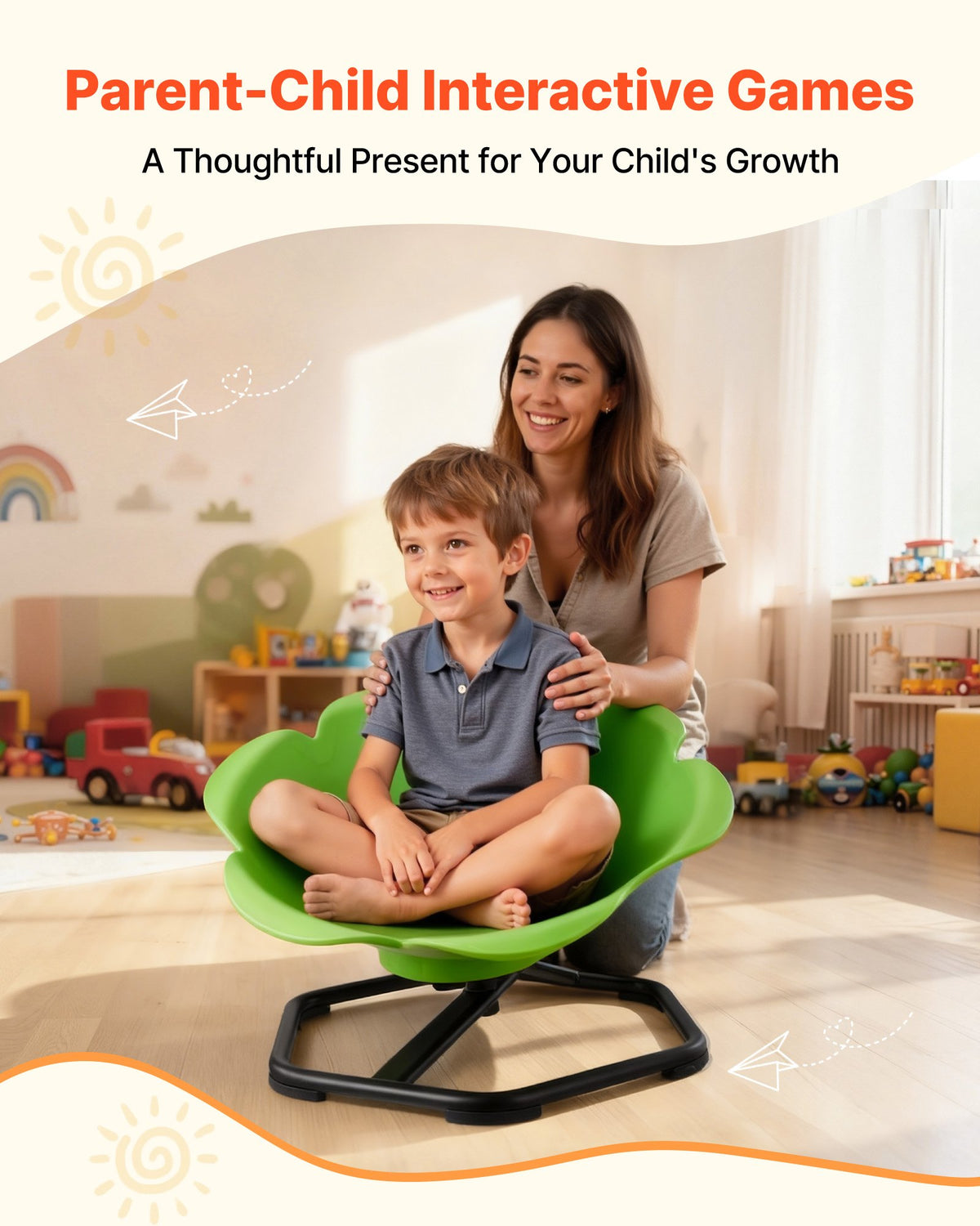 VEVOR Kids Swivel Chair, 220 lbs Capacity, Cylinder Shape Sensory Spinning Chair, Autistic Kids Sensory Toy Seat with Non-Slip Metal Base, Toddler Sit & Spin Seat for Coordination Balance Focus, Green - ETZYLSGTKJS668NMK001V0 - view 7