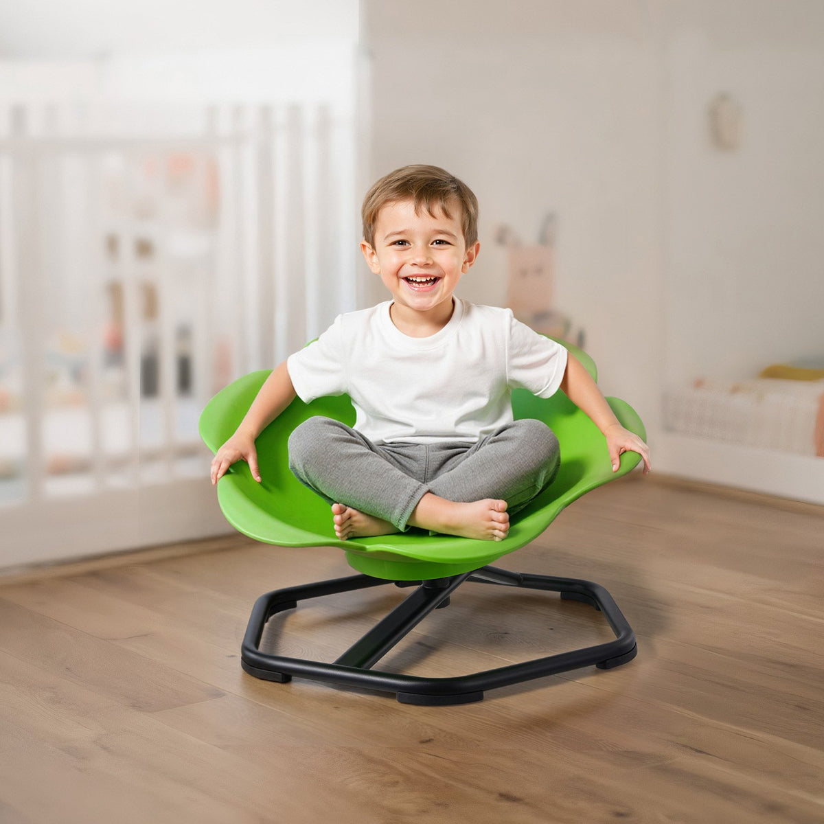 VEVOR Kids Swivel Chair, 220 lbs Capacity, Cylinder Shape Sensory Spinning Chair, Autistic Kids Sensory Toy Seat with Non-Slip Metal Base, Toddler Sit & Spin Seat for Coordination Balance Focus, Green - ETZYLSGTKJS668NMK001V0 - view 9