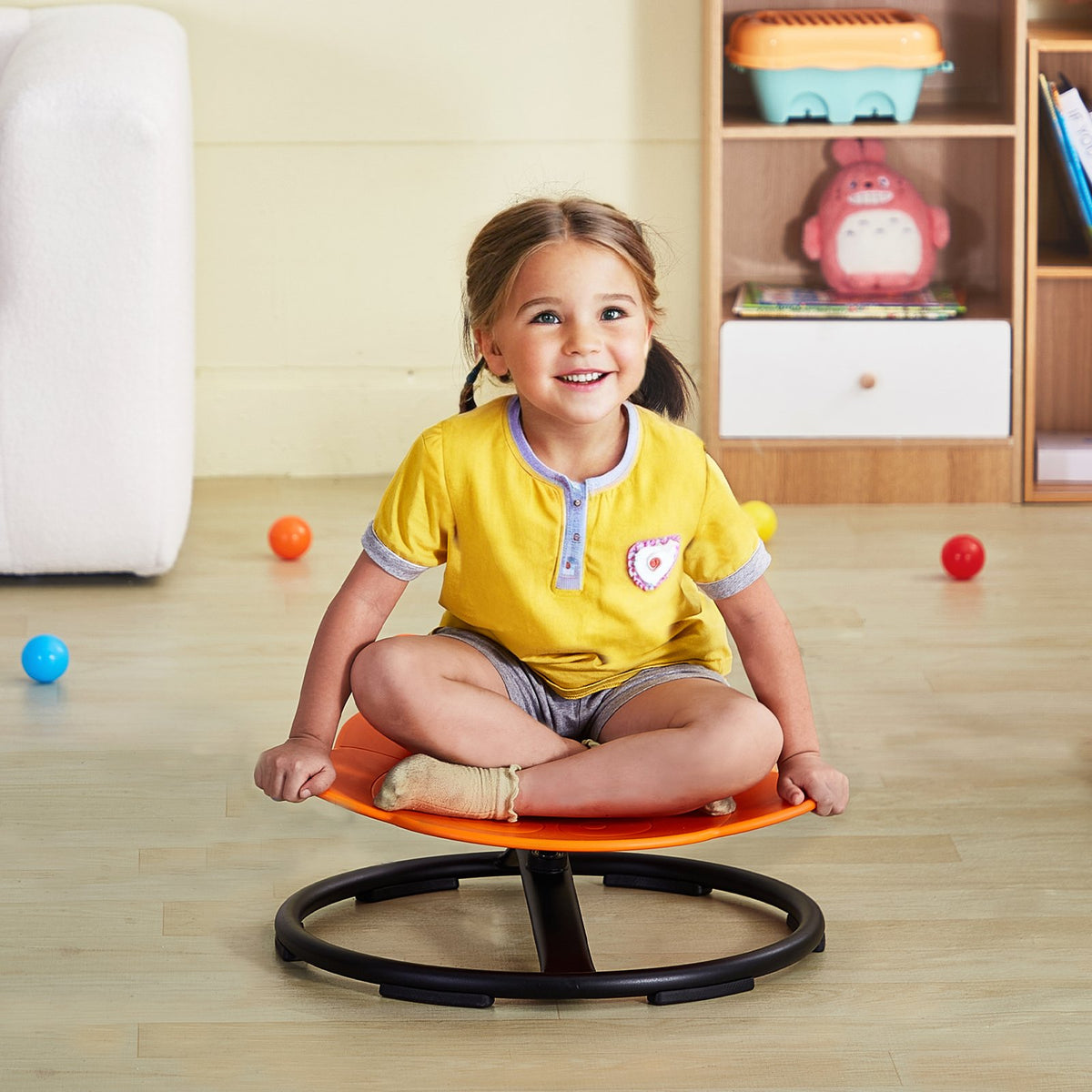 VEVOR Elephant Kids Swivel Chair, 220 LBS Capacity, 360° Spinning Chair, Autistic Kids Sensory Toy Chair with Non-Slip Metal Base, Toddler Sit and Spin Chair for Coordination Balance Focus Orange - ETZYYXCS100KQ8D4JV0 - view 9