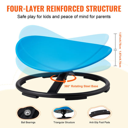 VEVOR Kids Swivel Chair, 220 LBS Capacity, Sensory Spinning Chair, Autistic Kids Sensory Toy Chair with Non-Slip Metal Base, Toddler Sit and Spin Chair for Coordination Balance Focus Training Blue - ETZYYXLS100K207B7V0 - view 5