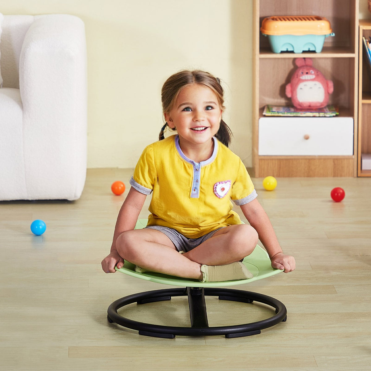 VEVOR Elephant Kids Swivel Chair, 220 LBS Capacity, 360° Spinning Chair, Autistic Kids Sensory Toy Chair with Non-Slip Metal Base, Toddler Sit and Spin Chair for Coordination Balance Focus Green - ETZYYXLS100KTGOBNV0 - view 9
