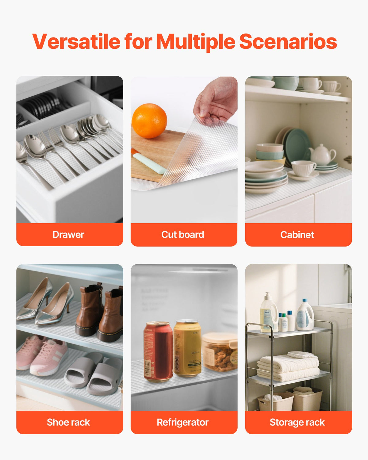 VEVOR Drawer and Shelf Liner for Kitchen Cabinet, Non-Adhesive Non-Slip Thick Refrigerator Liners, Waterproof Shelf Paper, Cupboard Bathroom Drawer Mats, EVA Fridge Lining for Shelves, Clear, 23 FT - EVACZGBHCTCD9B7KN001V0 - view 7