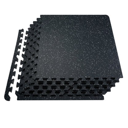 VEVOR 0.56 Inch Thick Gym Floor Mats, 25 Tiles Rubber Top with EVA Foam, 25" x 25" Gym Flooring Workout Mats with 100sq.ft Coverage, Interlocking Puzzle Gym Mats for Gym, Home, Garage, Black & White - EVAQXJSHSDZXOXDELV0 - view 1