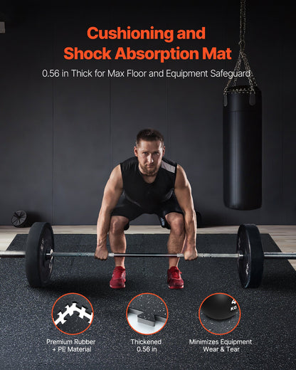 VEVOR 0.56 Inch Thick Gym Floor Mats, 25 Tiles Rubber Top with EVA Foam, 25" x 25" Gym Flooring Workout Mats with 100sq.ft Coverage, Interlocking Puzzle Gym Mats for Gym, Home, Garage, Black & White - EVAQXJSHSDZXOXDELV0 - view 4