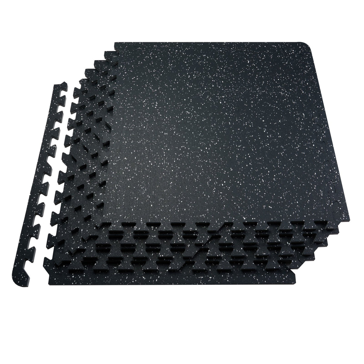 VEVOR 0.56 Inch Thick Gym Floor Mats, 6 Tiles Rubber Top with EVA Foam, 25" x 25" Gym Flooring Workout Mats with 25 sq.ft Coverage, Interlocking Puzzle Gym Mats for Gym, Home, Garage, Black & White - EVAQXJSHSDZXW5O14V0 - view 1