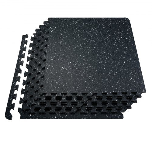 VEVOR 0.56 Inch Thick Gym Floor Mats, 6 Tiles Rubber Top with EVA Foam, 25" x 25" Gym Flooring Workout Mats with 25 sq.ft Coverage, Interlocking Puzzle Gym Mats for Gym, Home, Garage, Black & White - EVAQXJSHSDZXW5O14V0 - view 2
