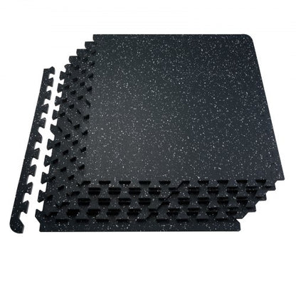 VEVOR 0.56 Inch Thick Gym Floor Mats, 6 Tiles Rubber Top with EVA Foam, 25" x 25" Gym Flooring Workout Mats with 25 sq.ft Coverage, Interlocking Puzzle Gym Mats for Gym, Home, Garage, Black & White - EVAQXJSHSDZXW5O14V0 - view 2