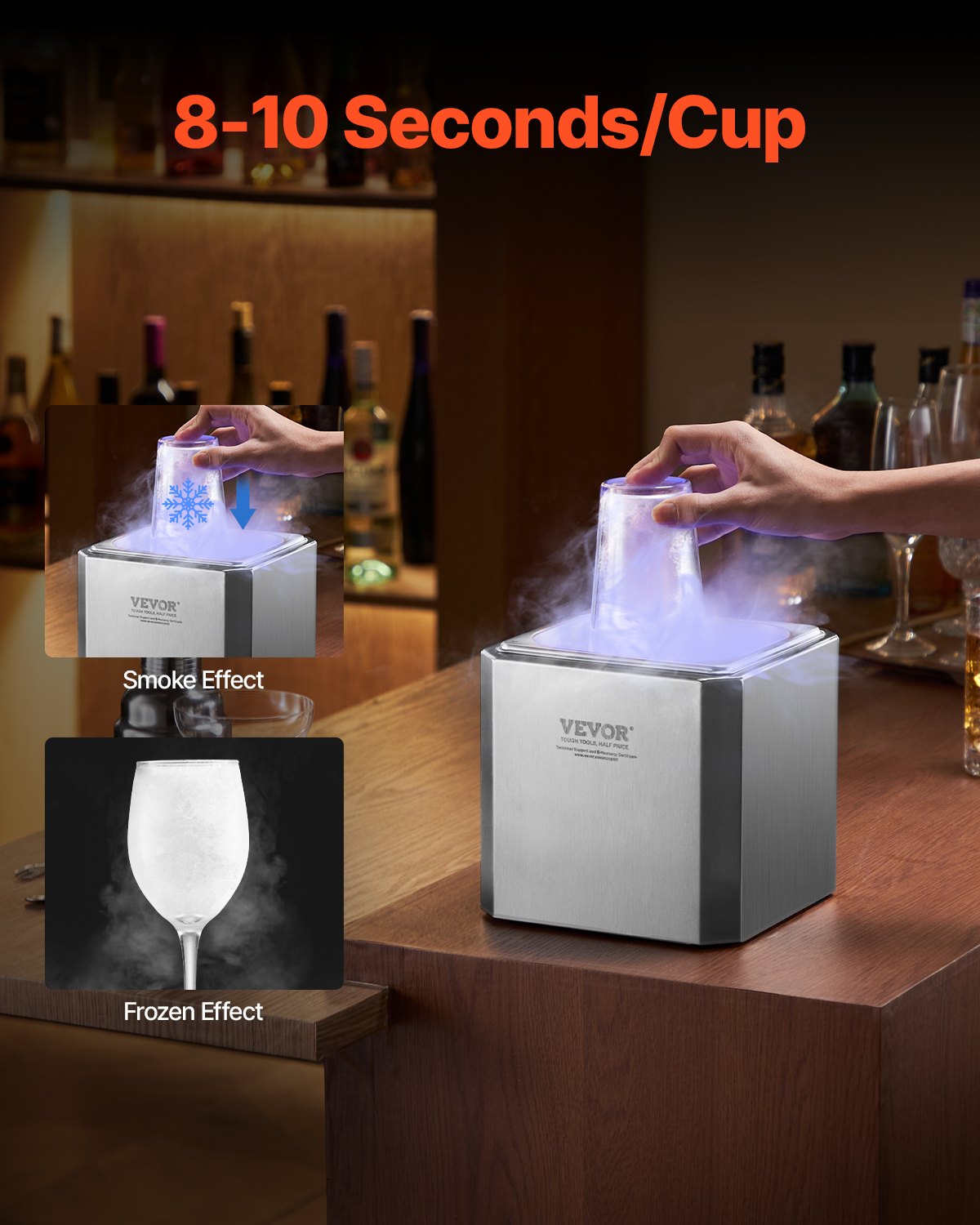 VEVOR Glass Froster Chiller, CO2 Beer Glass Froster, 8-10 Seconds/Cup with LED Light, Instant Glass Chiller for Wine, Cocktail, Champagne, Mixed Drinks, Juice, Ideal for Bar, Restaurant, Home Kitchen - EYHTBBJAYS00TVC1YV1 - view 3