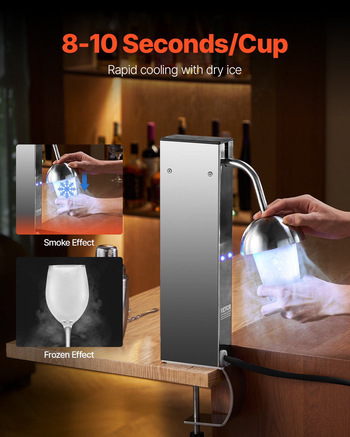 VEVOR Glass Froster Chiller, CO2 Beer Glass Froster, 8-10 Seconds/Cup Instant Glass Chiller for Wine, Cocktail, Champagne, Mixed Drinks, Juice, Ideal for Bar, Restaurant, Home Kitchen - EYHTBBJXLS00F1PJ4V1 - view 3