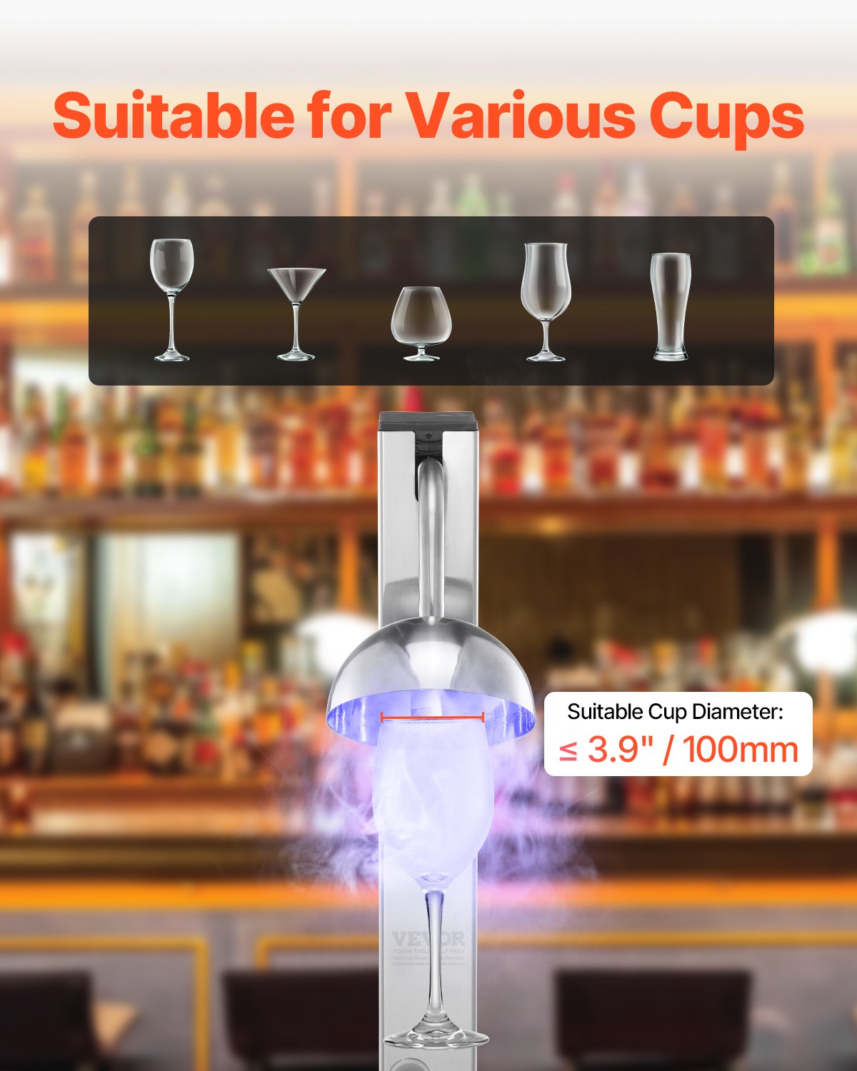 VEVOR Glass Froster Chiller, CO2 Beer Glass Froster, 8-10 Seconds/Cup Instant Glass Chiller for Wine, Cocktail, Champagne, Mixed Drinks, Juice, Ideal for Bar, Restaurant, Home Kitchen - EYHTBBJXLS00F1PJ4V1 - view 6