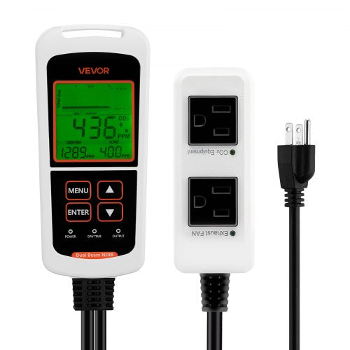 VEVOR Carbon Dioxide Monitoring Controller, Dual Outlets CO2 Monitor & Controller, Carbon Dioxide Sensor Day and Night Detection Feature, NDIR CO2 Sensor for Greenhouse, Laboratories, Classrooms, Home - EYHTJCKZQEYHX9347001V1 - view 2