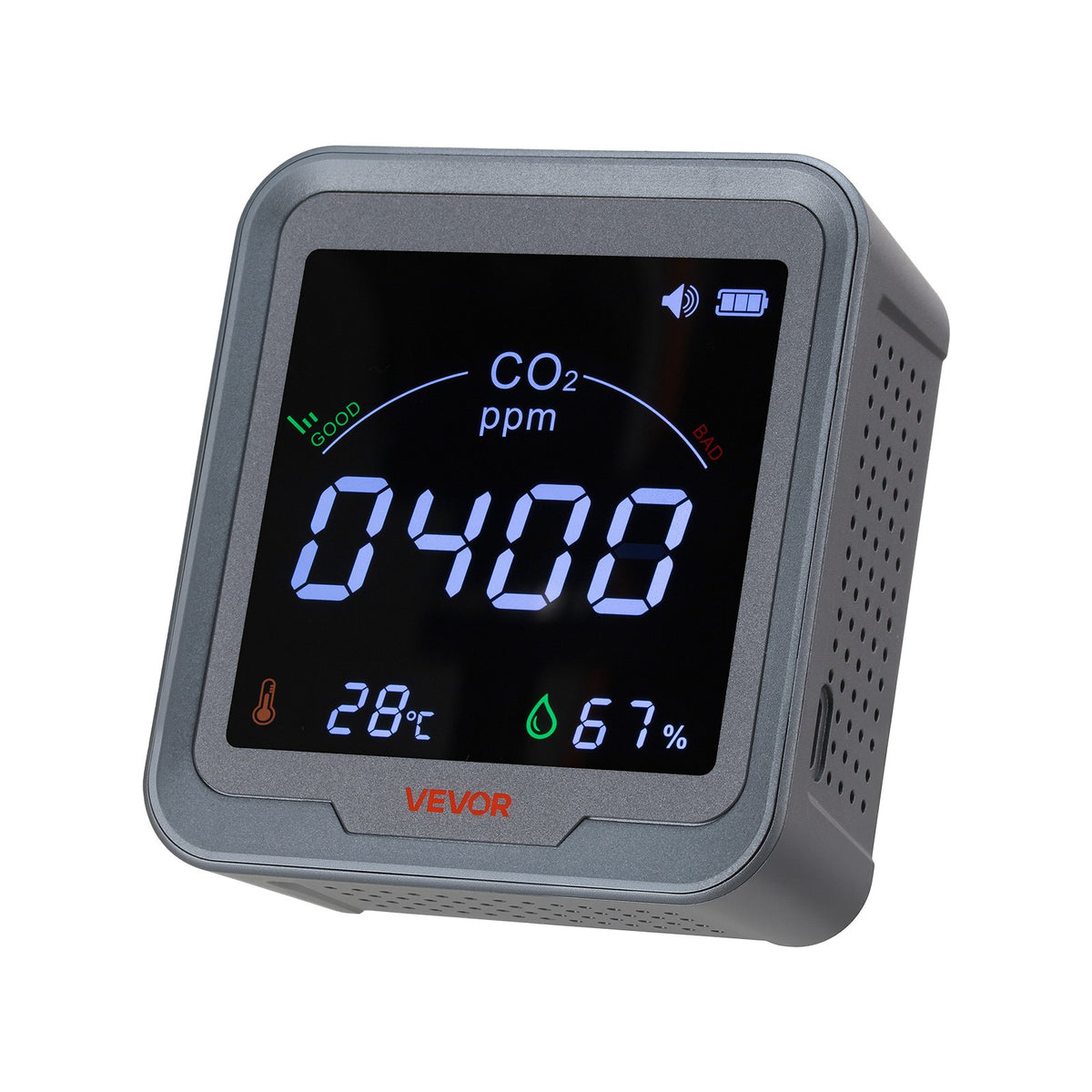 VEVOR Carbon Dioxide Monitor, CO2 Controller with Temperature and Humidity Display, NDIR Sensor, Carbon Dioxide Detector for Bedside, Home, Office, Car, Lightweight & Portable - EYHTJCQEYHTJ6E2DT001V9 - view 1