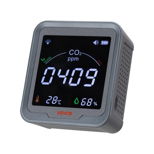 VEVOR Carbon Dioxide Monitor, CO2 Controller with Temperature and Humidity Display, NDIR Sensor Carbon Dioxide Detector, for Outdoors, Home, Office, Car, Wall-Mounted Use - EYHTJCQEYHTJP8ME5001V9 - view 2