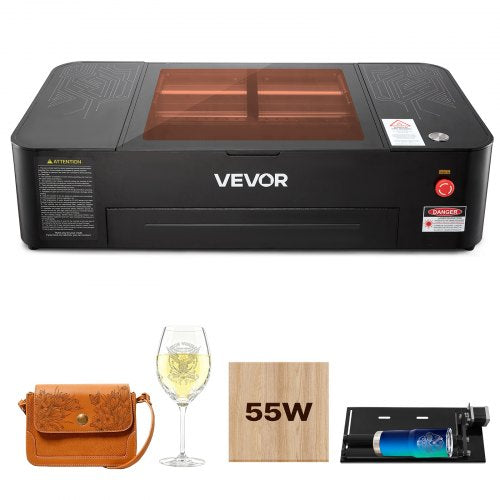 VEVOR 55W CO2 Laser Engraver, 20 x 12 in, Desktop CO2 Laser Engraver and Cutter Machine with 16MP Camera, Water Pump, Rotary Axis, Compatible with LightBurn CorelDRAW RDWorks, for Wood Acrylic Glass - EYHTJGDKJTMS2IMFX001V1 - view 2