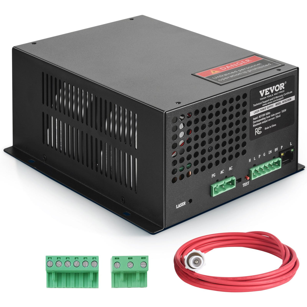 VEVOR CO2 Laser Power Supply, 100W, Power Supply for 100W Laser Tube, Constant Current Protection, Open Circuit Protection, Fast Heat Dissipation, Compatible for Multi-brand Laser Engravers & Cutters - EYHTJGGDY10099T4PV6 - view 1