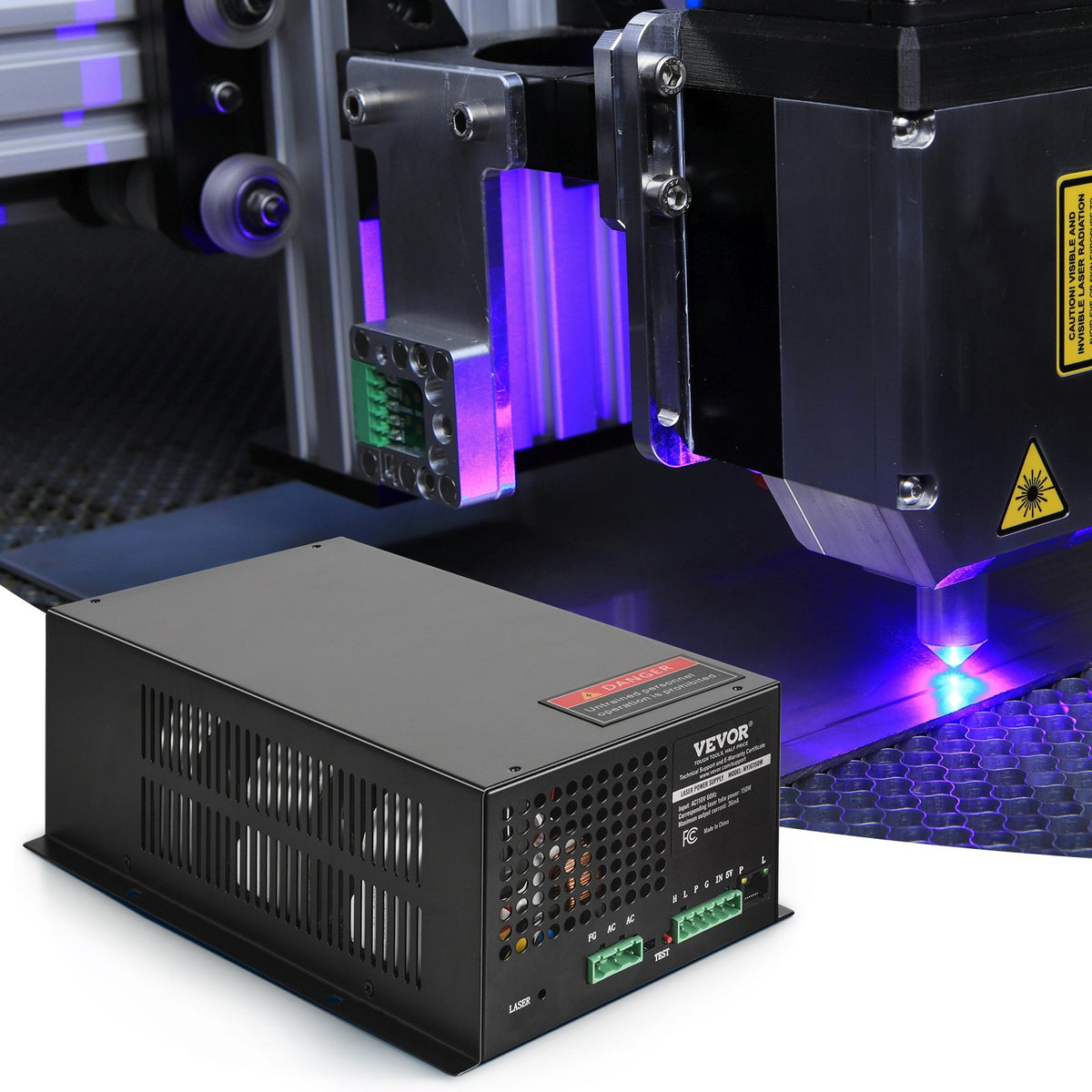 VEVOR CO2 Laser Power Supply, 150W, Power Supply for 150W Laser Tube, Constant Current Protection, Open Circuit Protection, Fast Heat Dissipation, Compatible for Multi-brand Laser Engravers & Cutters - EYHTJGGDY150JHD46V6 - view 9