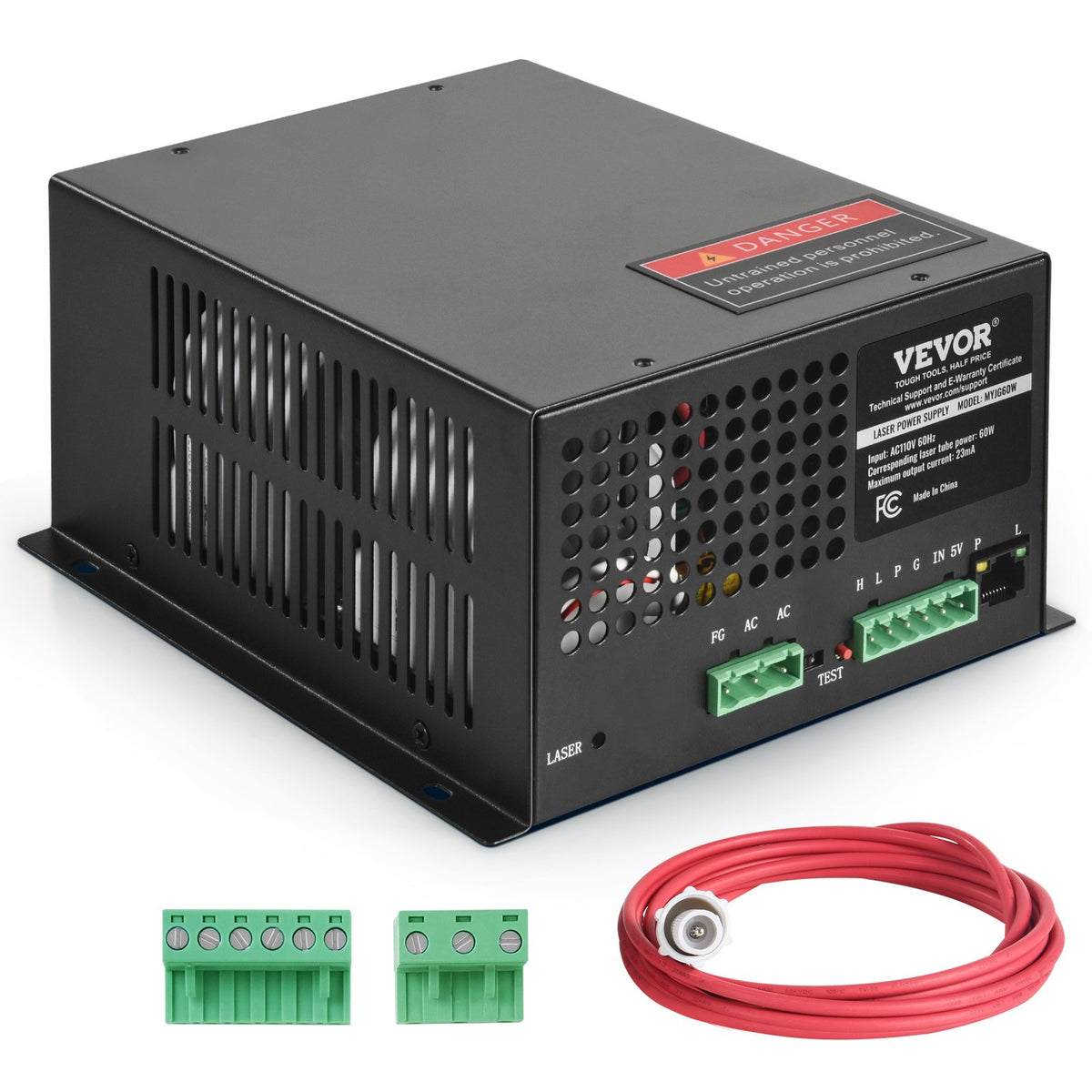 VEVOR CO2 Laser Power Supply, 60W, Power Supply for 60W Laser Tube, Constant Current Protection, Open Circuit Protection, Fast Heat Dissipation, Compatible for Multi-brand Laser Engravers & Cutters - EYHTJGGDY60W1SK33V6 - view 1