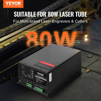 VEVOR CO2 Laser Power Supply, 80W, Power Supply for 80W Laser Tube, Constant Current Protection, Open Circuit Protection, Fast Heat Dissipation, Compatible for Multi-brand Laser Engravers & Cutters - EYHTJGGDY80WDNVANV6 - view 3