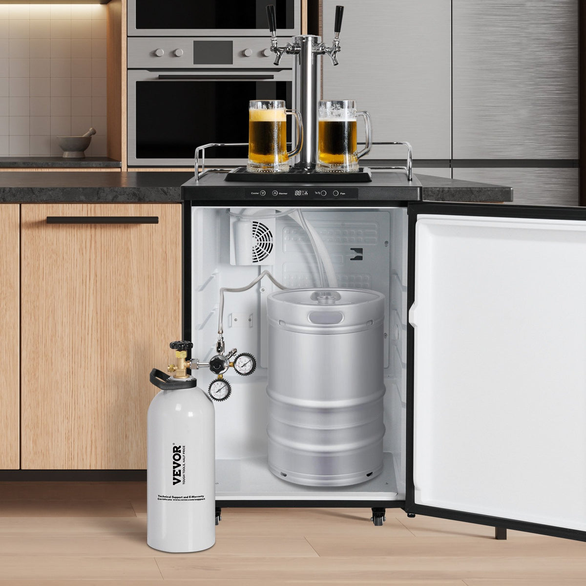 VEVOR CO2 Tank, 10 lbs New Aluminum Alloy Cylinder, CO2 Air Tank with Light Spray Coating, CGA320 Valve, Handle & Adjustable Pressure, DOT Approved Cylinder for Draft Beer Dispensing and Soda Maker - EYHTQGL10LBSDRW2PV0 - view 9