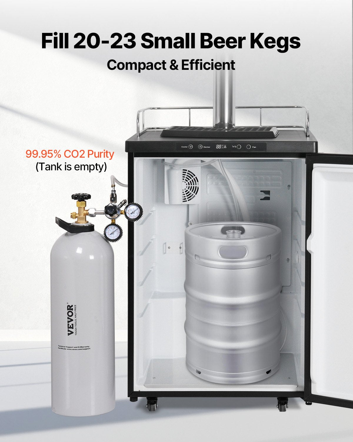 VEVOR CO2 Tank, 20 lbs New Aluminum Alloy Cylinder, CO2 Air Tank with Spray Coating, CGA320 Valve, Handle & Adjustable Pressure, DOT & TC Approved Cylinder for Draft Beer Dispensing and Soda Maker - EYHTQGL20LBSFW9E8V0 - view 4