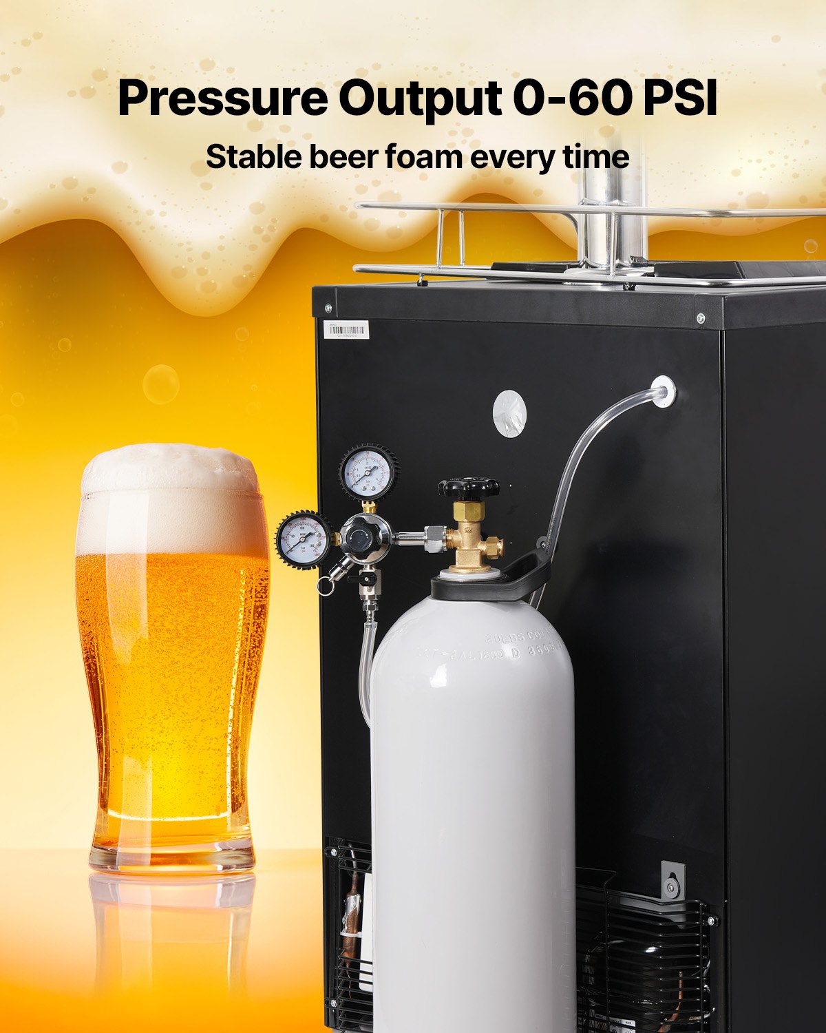 VEVOR CO2 Tank, 20 lbs New Aluminum Alloy Cylinder, CO2 Air Tank with Spray Coating, CGA320 Valve, Handle & Adjustable Pressure, DOT & TC Approved Cylinder for Draft Beer Dispensing and Soda Maker - EYHTQGL20LBSFW9E8V0 - view 5