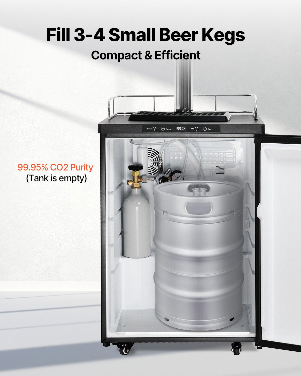 VEVOR CO2 Tank, 2.5 lbs New Aluminum Alloy Cylinder, CO2 Air Tank with Light Gray Spray Coating, CGA320 Valve & Adjustable Pressure, DOT Approved Cylinder for Draft Beer Dispensing and Soda Maker - EYHTQGL25LBS9GIBRV0 - view 4