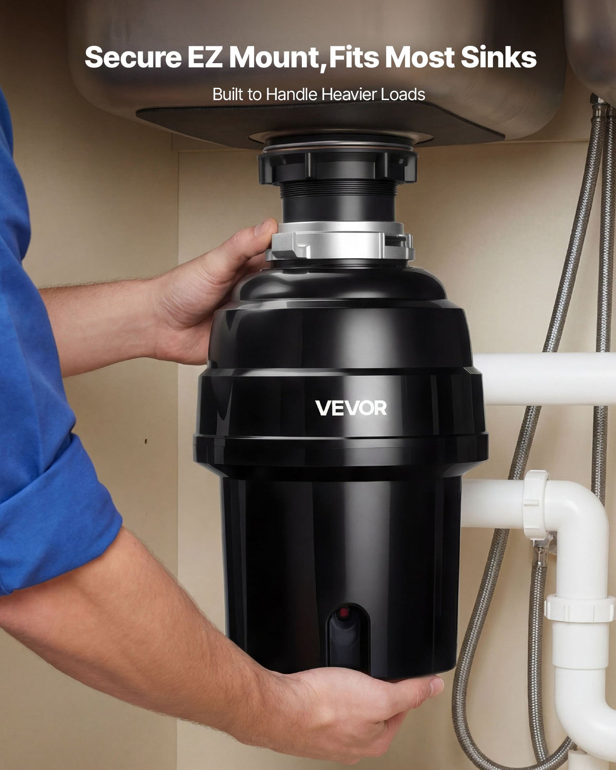VEVOR Food Waste Garbage Disposal, 1HP 3500RPM DC Motor, Continuous Feed Kitchen Sink Garbage Disposer
