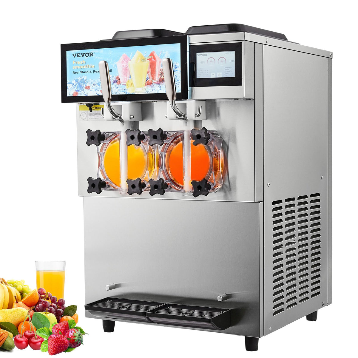 VEVOR Commercial Slushy Machine, 2 x 12L / 3.17 Gal Double Tanks, Cool and Freeze Modes, Stainless Steel Margarita Smoothie Frozen Drink Maker, Slushie Machine for Party Cafes Restaurants Bars Home - FB8L4L22000W2RDAFV1 - view 1