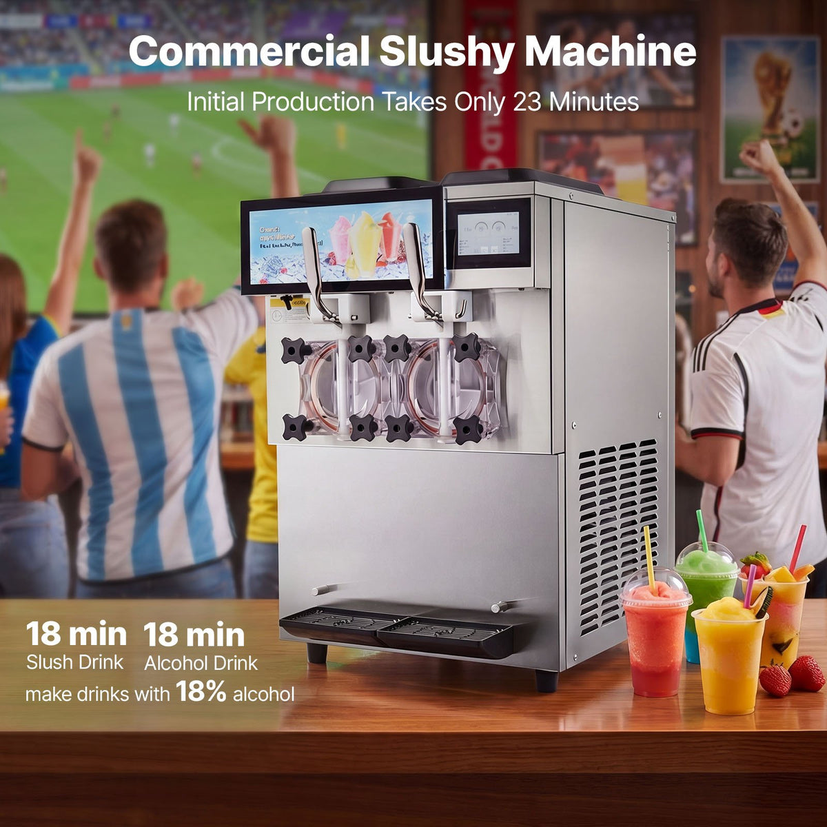 VEVOR Commercial Slushy Machine, 2 x 12L / 3.17 Gal Double Tanks, Cool and Freeze Modes, Stainless Steel Margarita Smoothie Frozen Drink Maker, Slushie Machine for Party Cafes Restaurants Bars Home - FB8L4L22000W2RDAFV1 - view 3