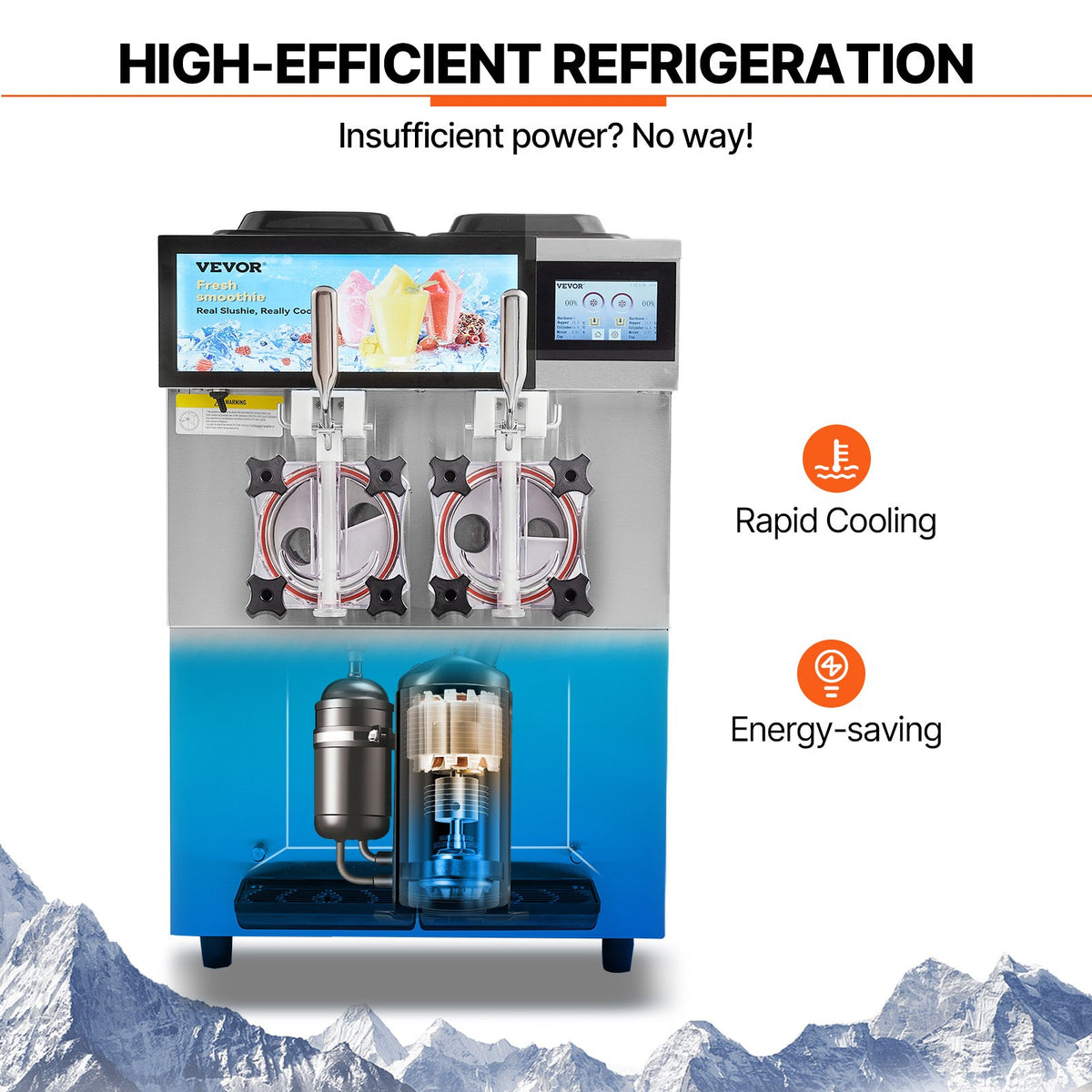 VEVOR Commercial Slushy Machine, 2 x 12L / 3.17 Gal Double Tanks, Cool and Freeze Modes, Stainless Steel Margarita Smoothie Frozen Drink Maker, Slushie Machine for Party Cafes Restaurants Bars Home - FB8L4L22000W2RDAFV1 - view 7