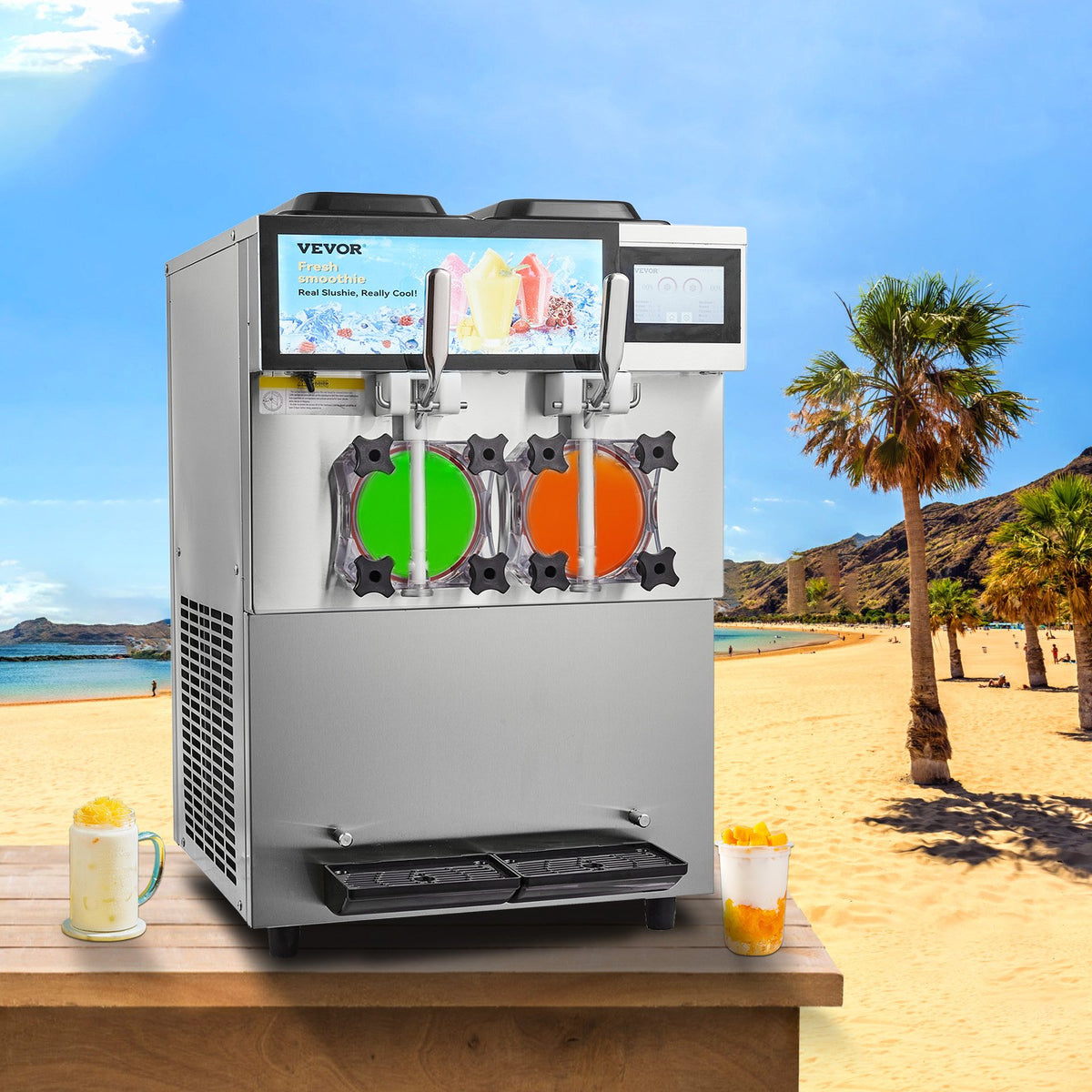 VEVOR Commercial Slushy Machine, 2 x 12L / 3.17 Gal Double Tanks, Cool and Freeze Modes, Stainless Steel Margarita Smoothie Frozen Drink Maker, Slushie Machine for Party Cafes Restaurants Bars Home - FB8L4L22000W2RDAFV1 - view 9