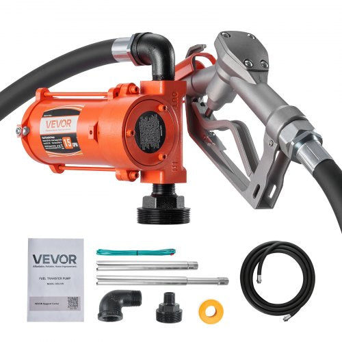 VEVOR Fuel Transfer Pump, 12V DC 15 GPM, Cast Iron Diesel Transfer Pump Kit, with Manual Nozzle, Discharge Hose, Overheat Protection, Power Cable, Explosion-Proof, for Gasoline Diesel Kerosene & More - FBBMG15GPM15FBJ43001V9 - view 2