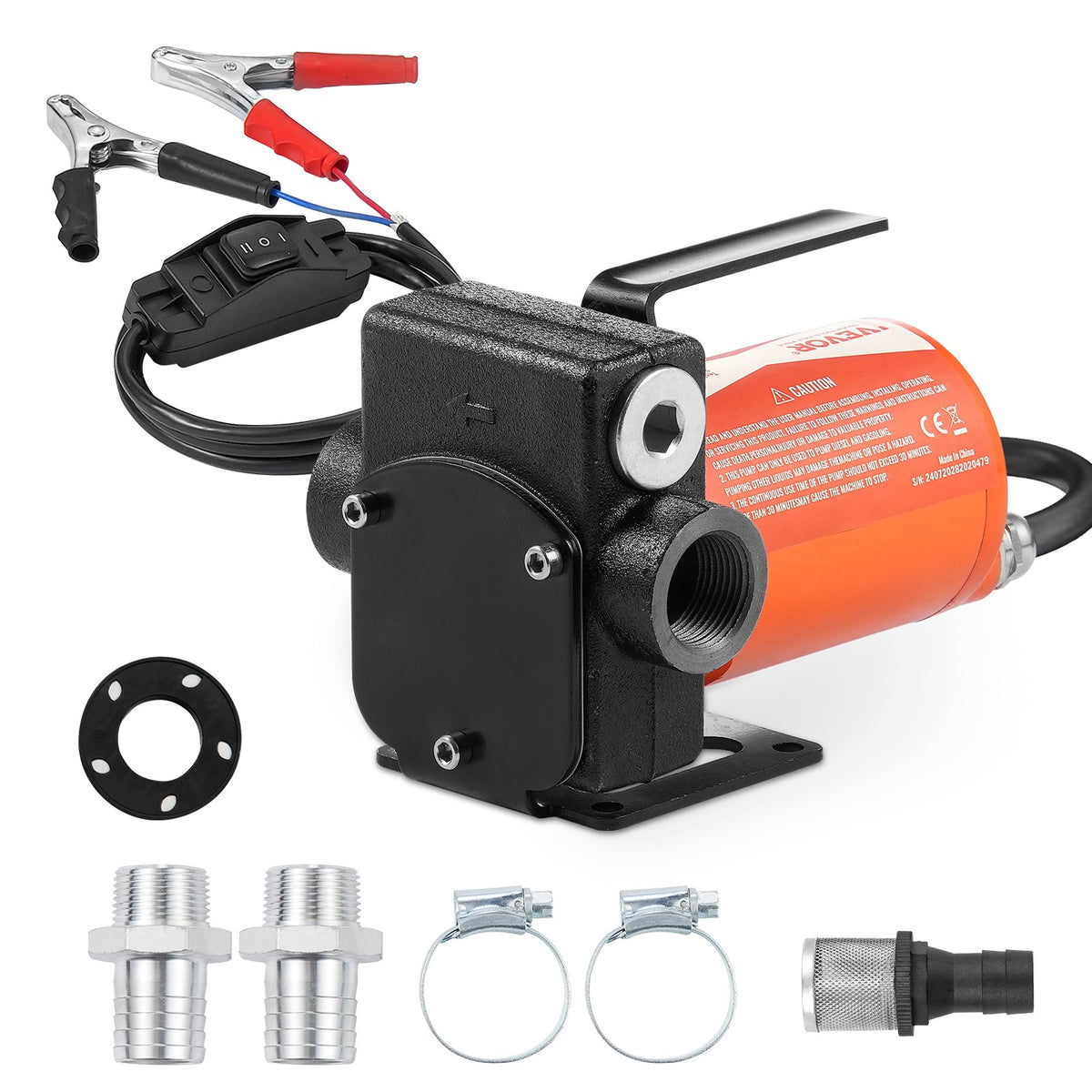 VEVOR Fuel Transfer Pump, 12V DC 5 GPM 1/10 HP, Portable Electric Diesel Transfer Pump with Auto Shut-Off Fuel Nozzle, Long Inlet & Outlet Hose for Gasoline Diesel, Kerosene, Methanol Blends - FBBMG37GPM11OTFVQV9 - view 10