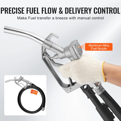 VEVOR Fuel Transfer Pump, 12V DC 5 GPM 1/10 HP, Portable Electric Diesel Transfer Pump with Auto Shut-Off Fuel Nozzle, Long Inlet & Outlet Hose for Gasoline, Diesel, Kerosene, Methanol Blends - FBBMG37GPM11Y1A3HV9 - view 6