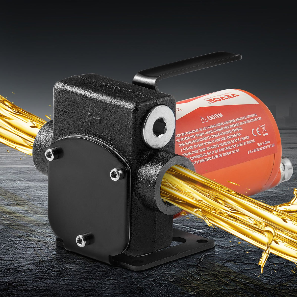 VEVOR Fuel Transfer Pump, 12V DC 5 GPM 1/10 HP, Portable Electric Diesel Transfer Pump with Auto Shut-Off Fuel Nozzle, Long Inlet & Outlet Hose for Gasoline, Diesel, Kerosene, Methanol Blends - FBBMG37GPM11Y1A3HV9 - view 9