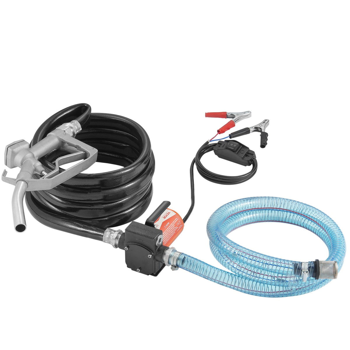 VEVOR Fuel Transfer Pump, 12V DC 5 GPM 1/10 HP, Portable Electric Diesel Transfer Pump with Auto Shut-Off Fuel Nozzle, Long Inlet & Outlet Hose for Gasoline, Diesel, Kerosene, Methanol Blends - FBBMG37GPM11Y1A3HV9 - view 10