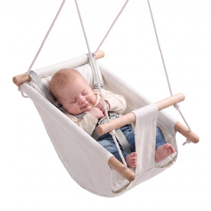 VEVOR Baby Swing 66 lbs Weight Capacity 3 Modes Canvas Hammock Swing White, for Indoor and Outdoor, 5-Point Harness and Tree Straps, Wooden Hanging Seat with Integrated Cushion for Baby to Toddler - FBDCQQZYFBDCGBI89001V0 - view 10