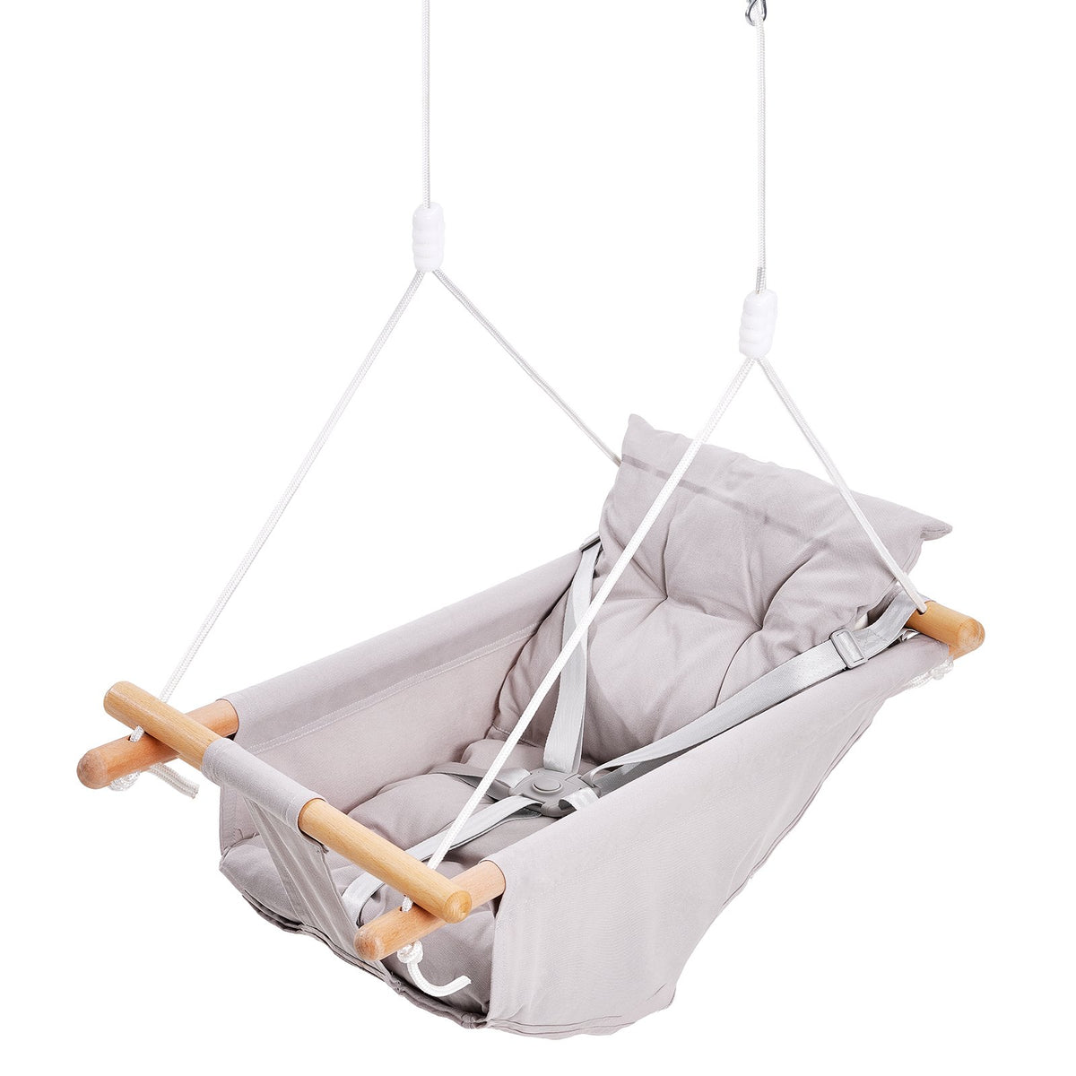 VEVOR Canvas Hammock Swing, 3 Modes Baby Swing Indoor and Outdoor with 5-Point Harness,  and Tree Straps, 150lbs Weight Capacity, Integrated Cushion, Wooden Hanging Swing Seat for Baby to Toddler - FBDCQQZYFBZYMBCRWV0 - view 10