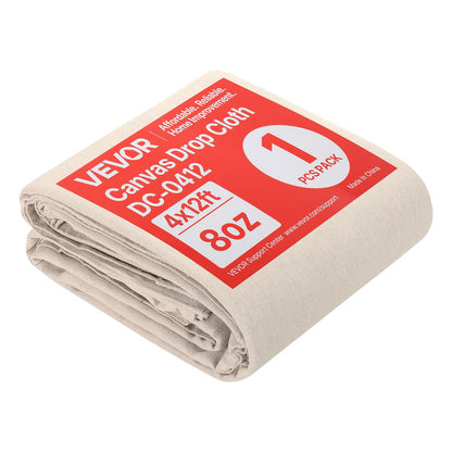 VEVOR Canvas Drop Cloth, 4x12 ft Painters Drop Cloth for Painting, 8oz All Purpose Canvas Tarp for Furniture & Floor Protection, Cotton Fabric Paint Tarp for Curtains, Tablecloths, Washable & Reusable - FBFCB412FT1JZKDQN001V0 - view 1